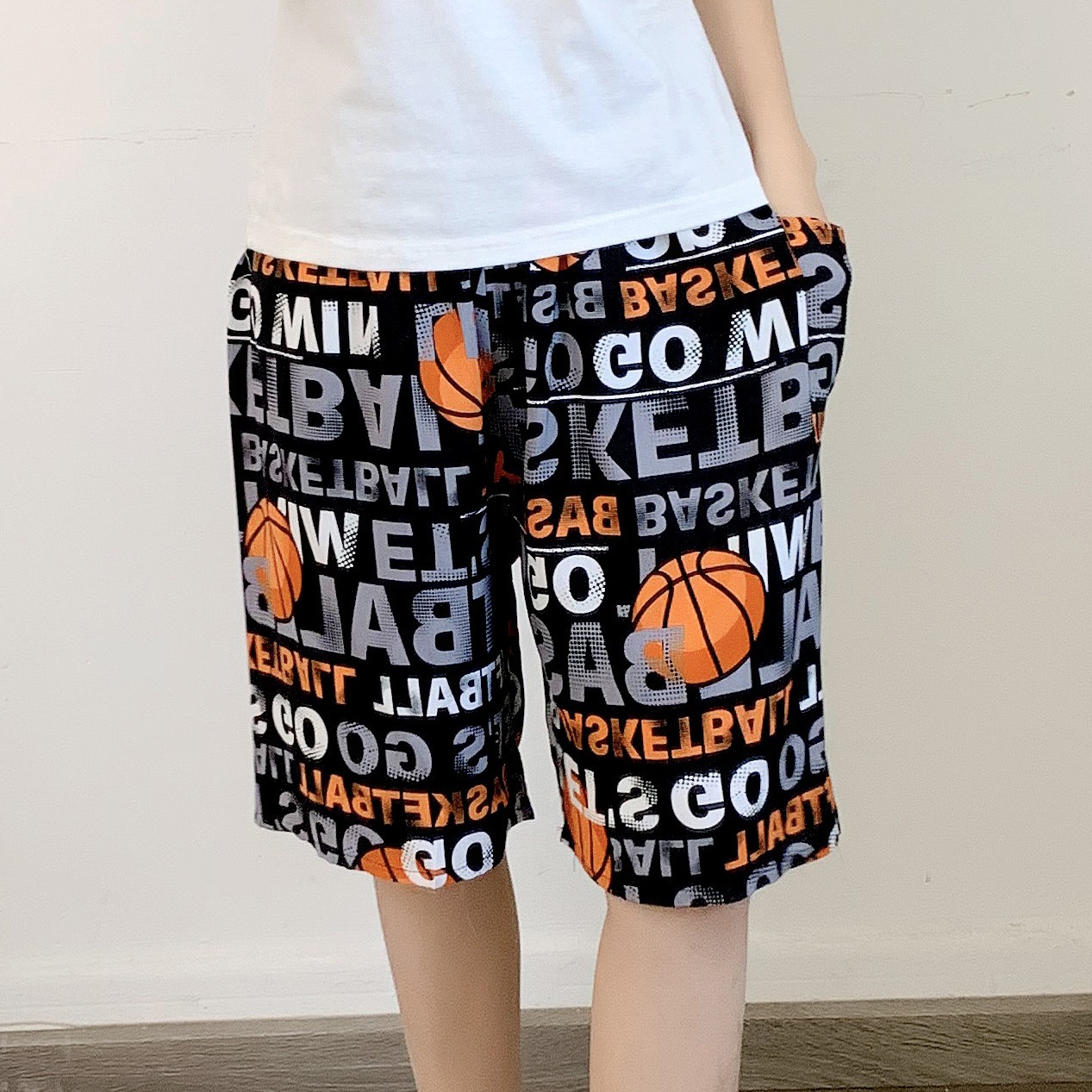 Men's Sleep Cotton pajama pants Thin rayon shorts Baggy plus quarter pants beach pants_voghion.com