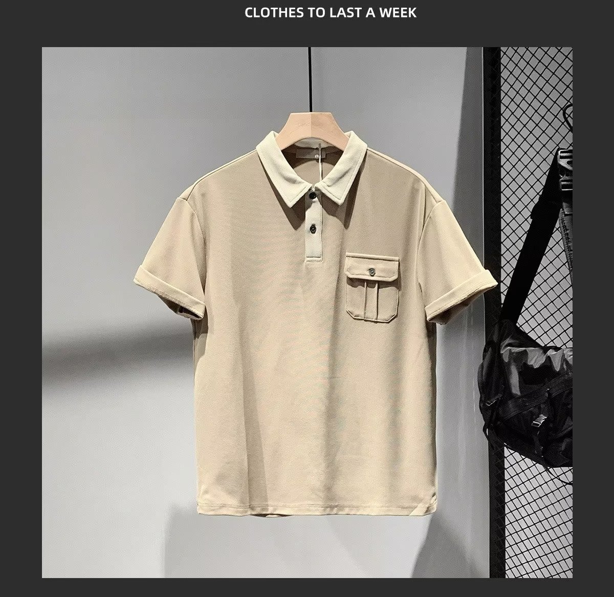 Herrenbekleidung Modisches Kontrastfarben-Nähte Taschen Poloshirt Kurzarm Herren Sommerstil All-Match Casual Jugend Tops Trend_voghion.com