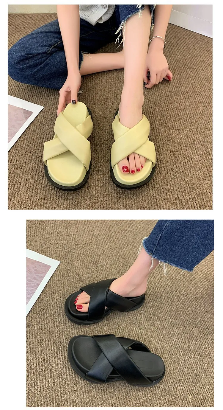2022 Nw Womn Non-slip Platform Slipprs Summr Comfortabl Bach slids Woman Fashion Thick Sol outdoor sandals_voghion.com