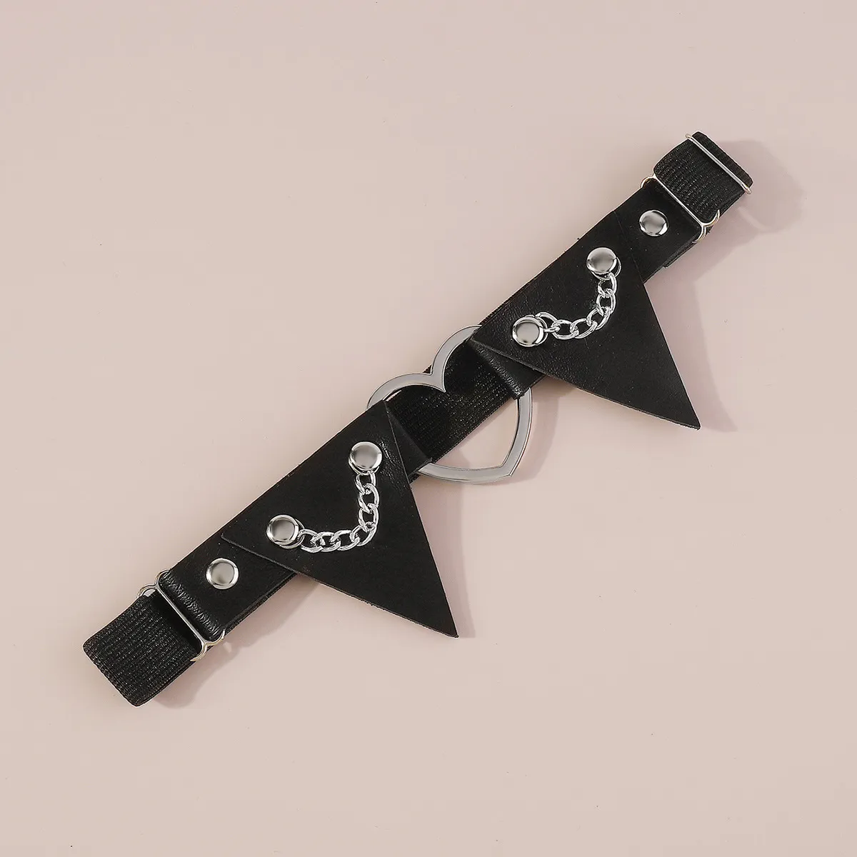 Fußkettchen 2023 Sexy Gothic PU-Leder Nieten Beinring Punk Cool Pats Mädchen Pfirsich Herz Oberschenkelkette Weibliche Körperzubehör_voghion.com