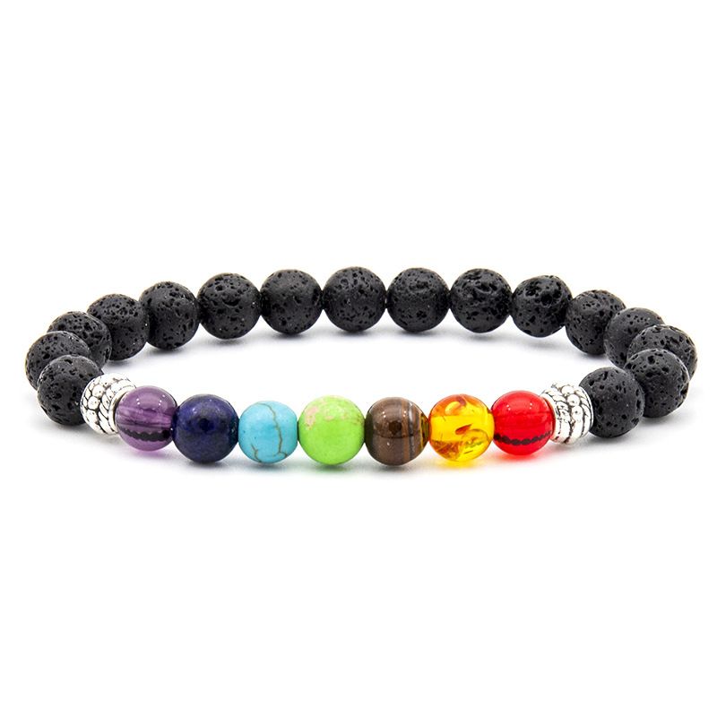 Colorful Volcanic European And American Cross Border New Hand Beaded Men's Natural Tiger Eye Stone Bracelet_voghion.com