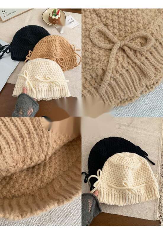 Versione coreana di un simpatico papillon a forma di pescatore per bambini, versatile, dolce atmosfera, viso piccolo, filato lavorato a maglia_voghion.com