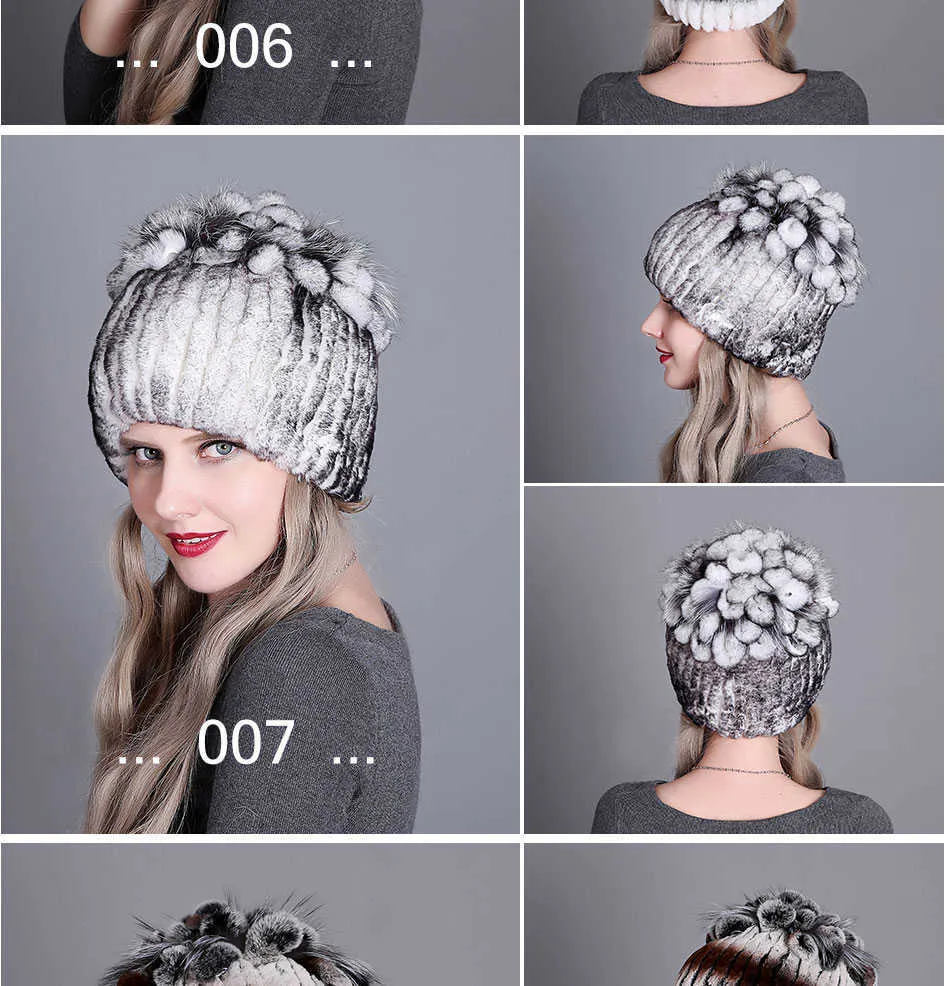 Knitted Rabbit Fur Hat For Women Winter Warm Fedora Style Cap_voghion.com