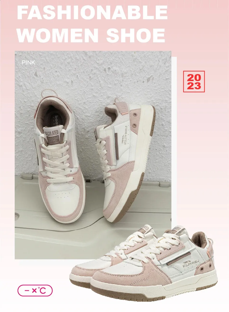 Baasploa Dames Outdoor Casual Mode Leren Ademende Sneakers Wandelschoenen Dames Antislip Comfortabel Skateboard_voghion.com