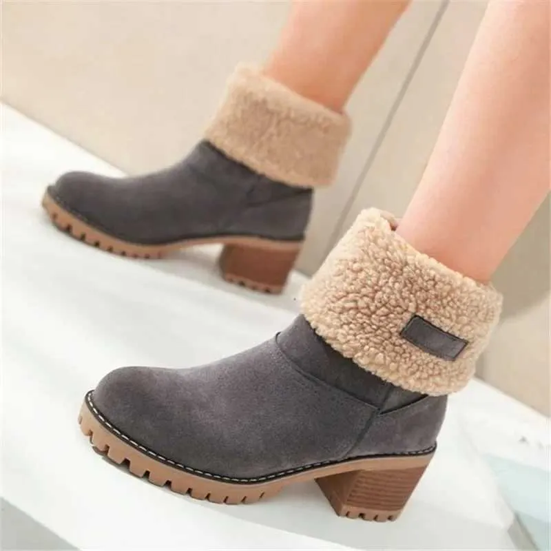 Womens Fur Snow 2023 Winter New Warm Wool Booties Ankle Boot Platform Shoes Turned-over Edge Casual Women Mid Boots_voghion.com