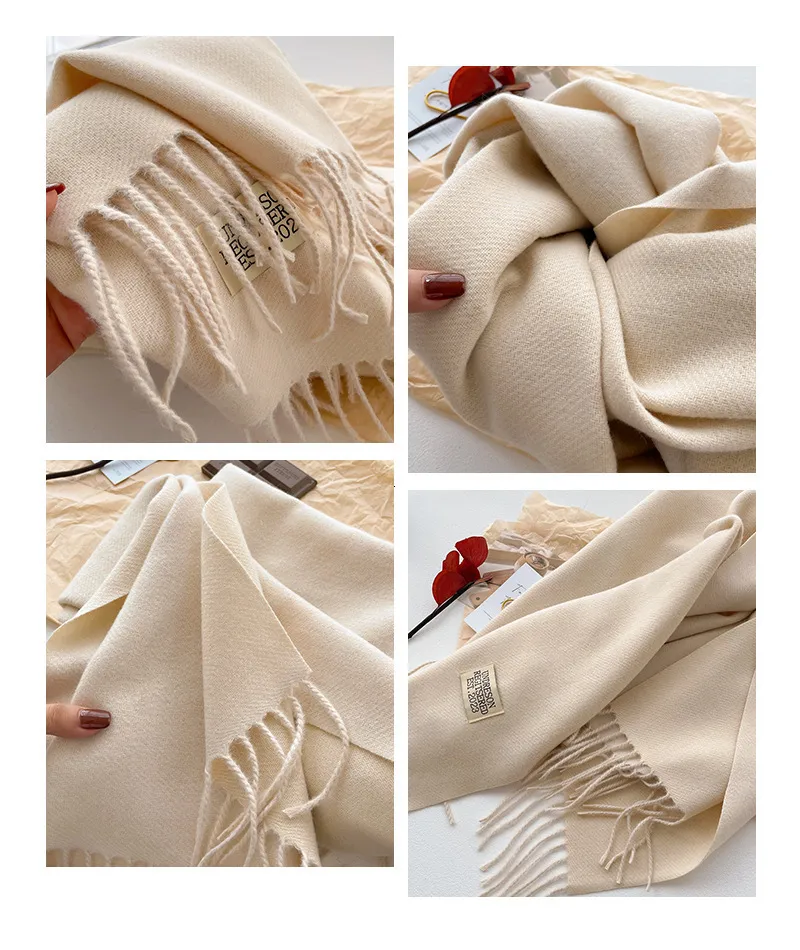 Sciarpa da donna in cashmere, 100% lana, calda e morbida, tinta unita, invernale, collo scialle 241007_voghion.com