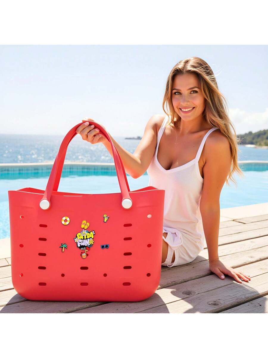 Multi-Size Rubber Women's Beach EVA Waterproof Durable Shoulder Tote Bag, Fashionable Casual, A Lightweight Handbag And_voghion.com