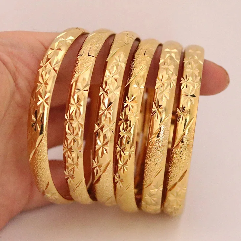 Bangle 8MM 6st batch Dubai Heren Goud Kleurrijke Ethiopische Armband Afrikaanse Sieraden Saoedi-Arabië Bruiloft Bruidscadeau 231116_voghion.com