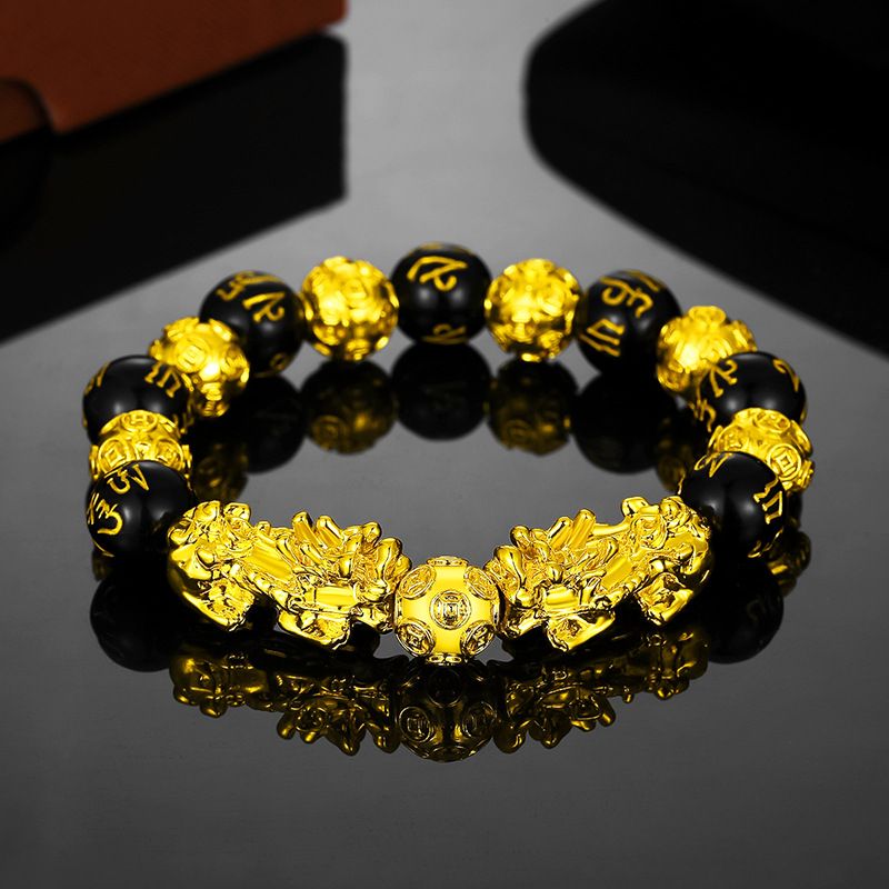 Vieam Sand U-Armband für Männer und Frauen, 3D-Hartgold 99 Obsidian, Glücksbringer-Pichu-Perlenschmuck, verblasst lange nicht_voghion.com