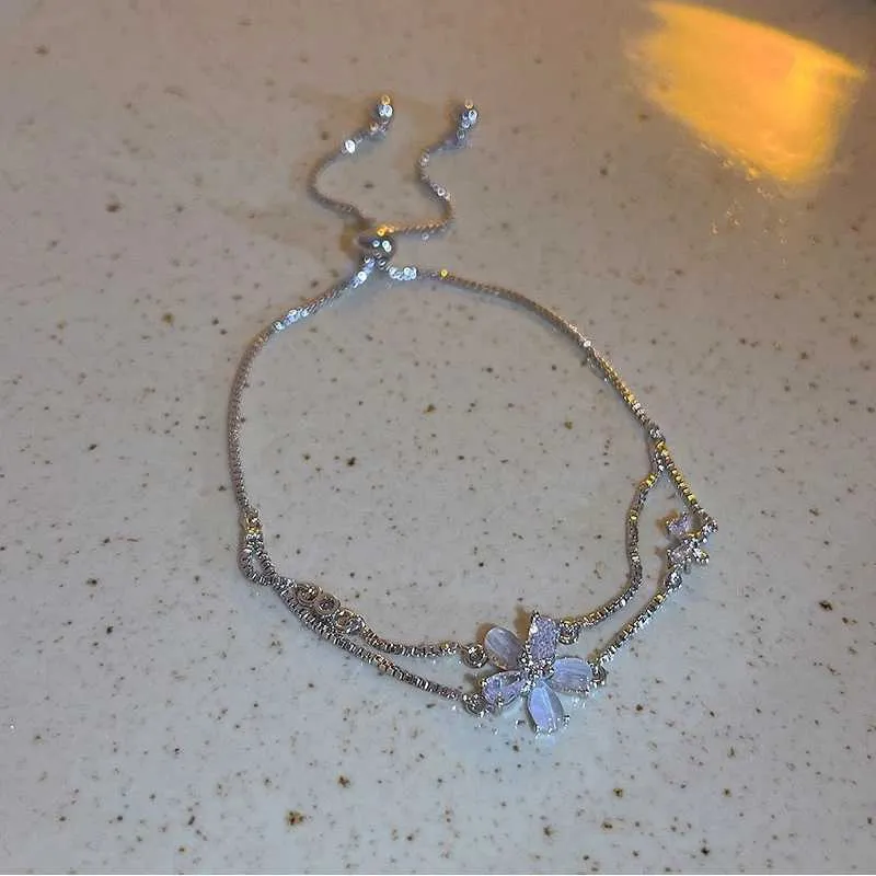 Bracciale con charms in zirconia cubica da donna doppio strato_voghion.com