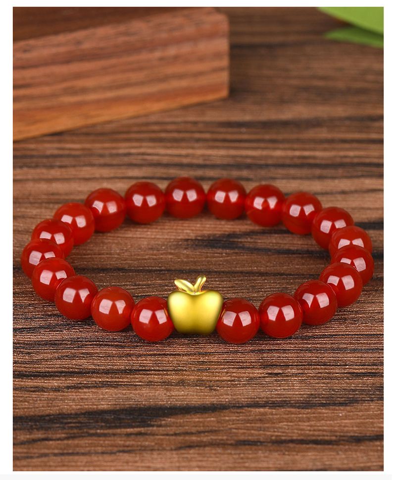 Unisex kullattu 3D kova kulta punainen akaatti korealainen versio yksiympyräisestä naisten kristallirannekoru räjähdyksistä mukautettu_voghion.com