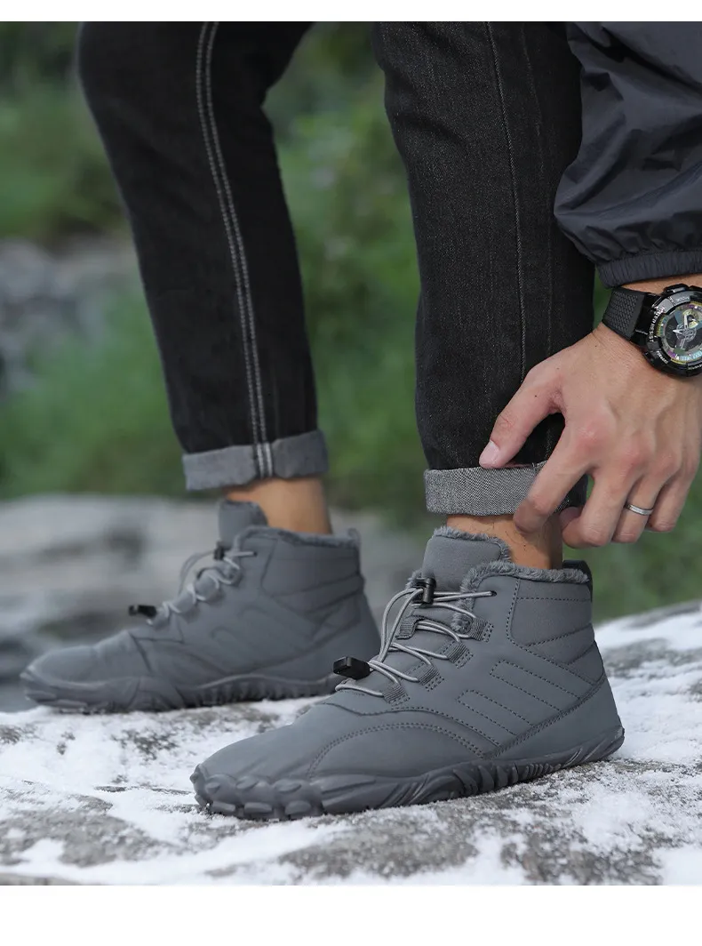 Outdoor-Schneestiefel für Herren im Winter, rutschfest, wasserdicht, Veet und warme Baumwollschuhe für Damen, Barfuß mit dicker Sohle_voghion.com