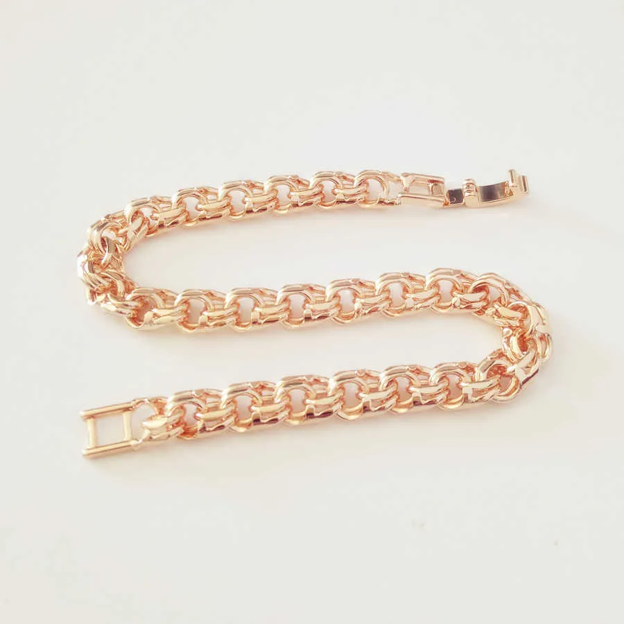 Bismark 585 Rose Sieraden Een Vorm Van Weven Lange 7MM Brede Handketting Goudkleurige Armband Mannen En Vrouwen 210609_voghion.com