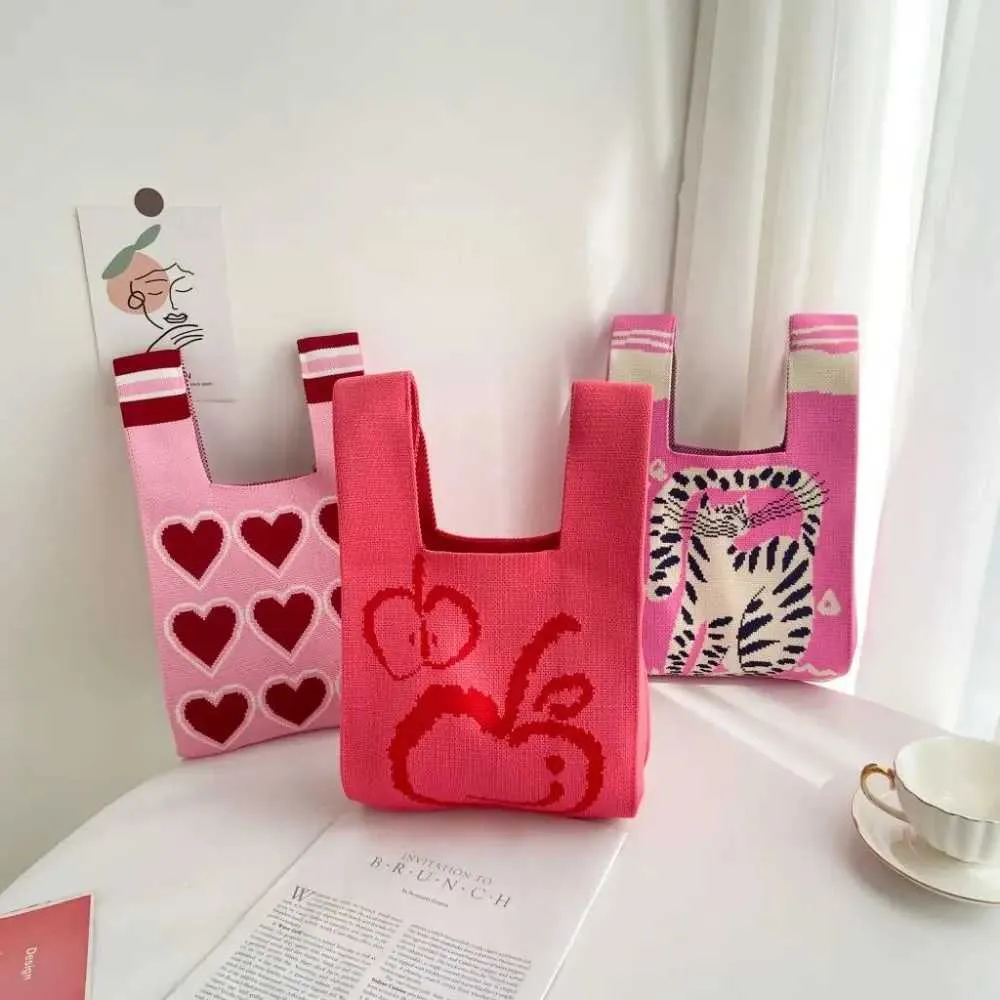 Borsa a mano Fi lavorata a maglia fatta a mano Borsa a nodo ad alta capacità per ragazze Y241106_voghion.com