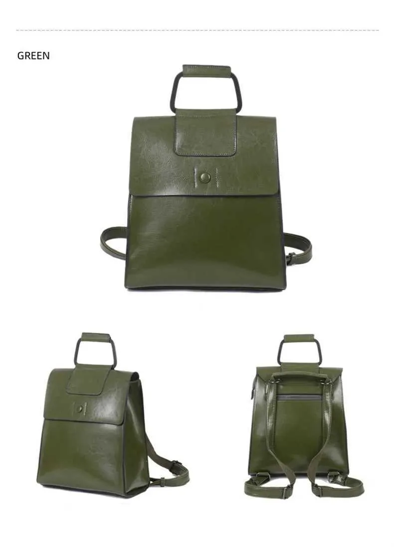 Vintage Women's Leather Backpack Large Capacity Travel Rucksack_voghion.com