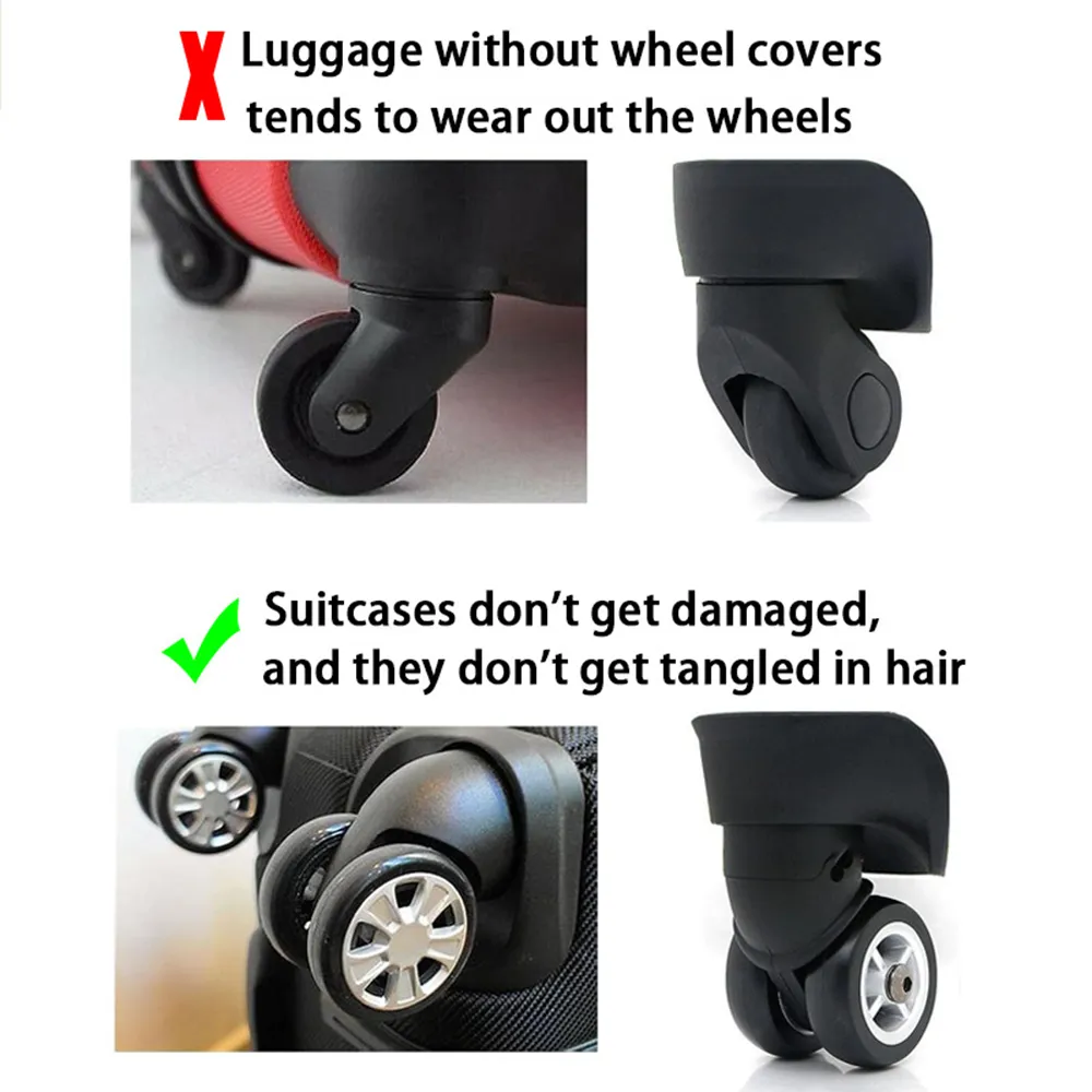 8Pcs Silicone Caster Shoes Lage Covers Silent Wheel Protector Suitcase Reduce Noise Wheels Cover Travel Accessories_voghion.com