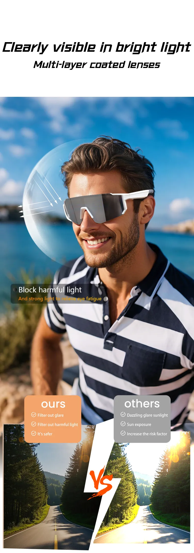Gafas de sol inteligentes con Bluetooth, diseño de viento y arena (2025), para ciclismo al aire libre, para hombres y niñas, con colores deslumbrantes._voghion.com