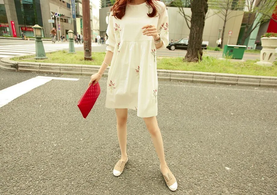 Robes vêtements chine robe florale coton lâche pour les femmes enceintes vêtements décontracté grossesse maternité 230417_voghion.com