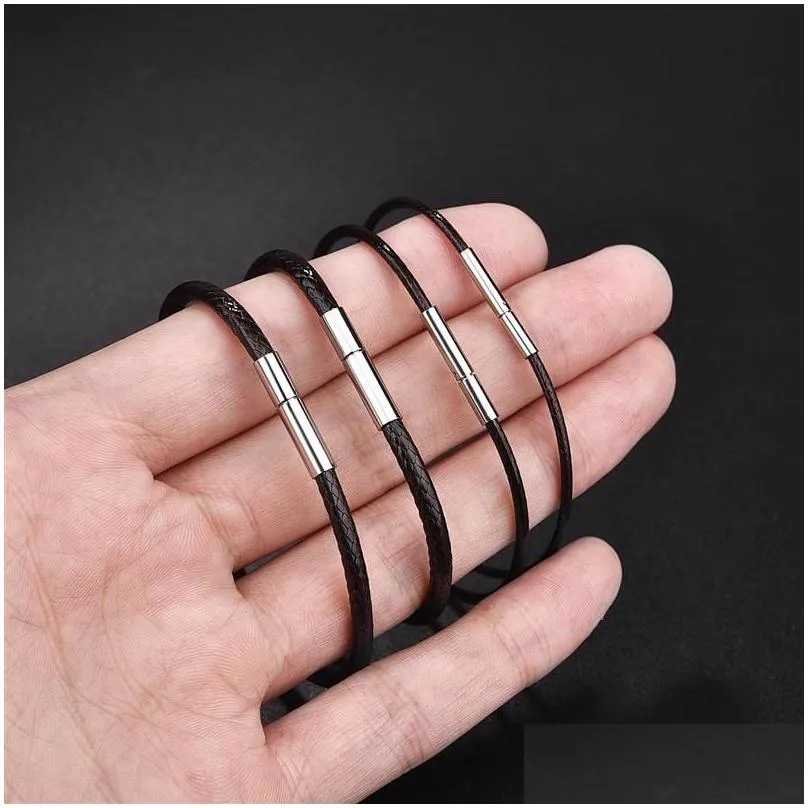 Catene Jiayiqi Braccialetti in corda cerata fatti a mano in pelle Braccialetti portafortuna in corda Braccialetti per donne e uomini Consegna a domicilio_voghion.com