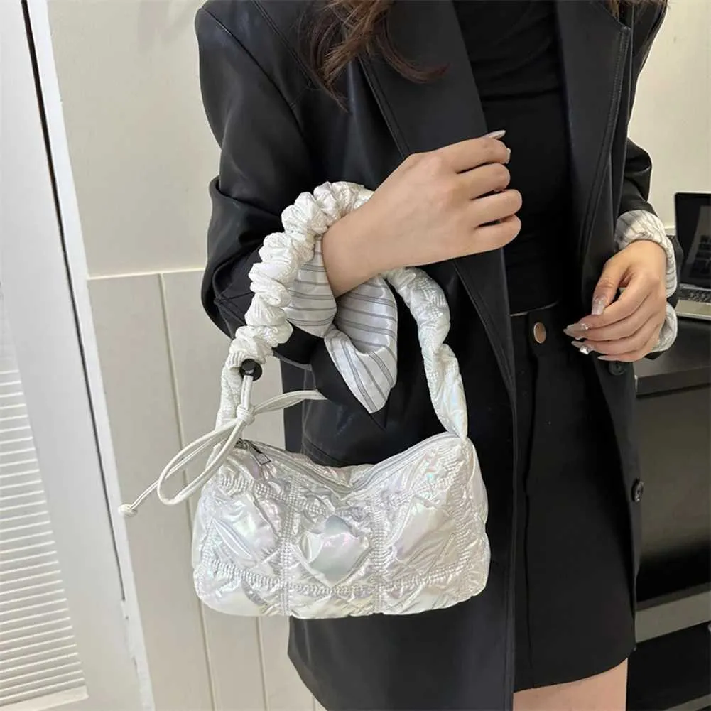 Damen Gepolsterte Schulter Hobo Achselhöhle Wolke Plissee Tasche Drstring Gesteppte Crossbody Mädchen Stilvolle Satchel PurseC241216_voghion.com