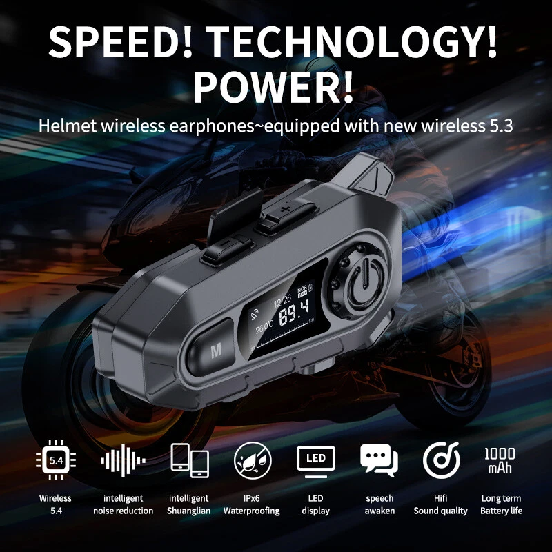 Cuffie Bluetooth 5.4 per casco da moto, cuffie wireless a mani libere, impermeabili_voghion.com