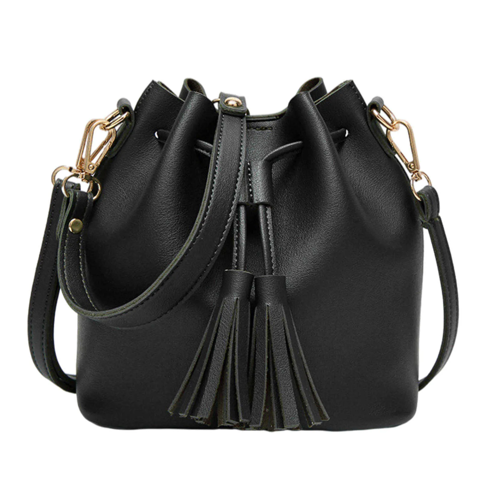 Womens Bucket Hobo Drstring Shoulder Ladies Handbags PU Leather Satchel 2 Way Bag for Winter FemaleC241104_voghion.com