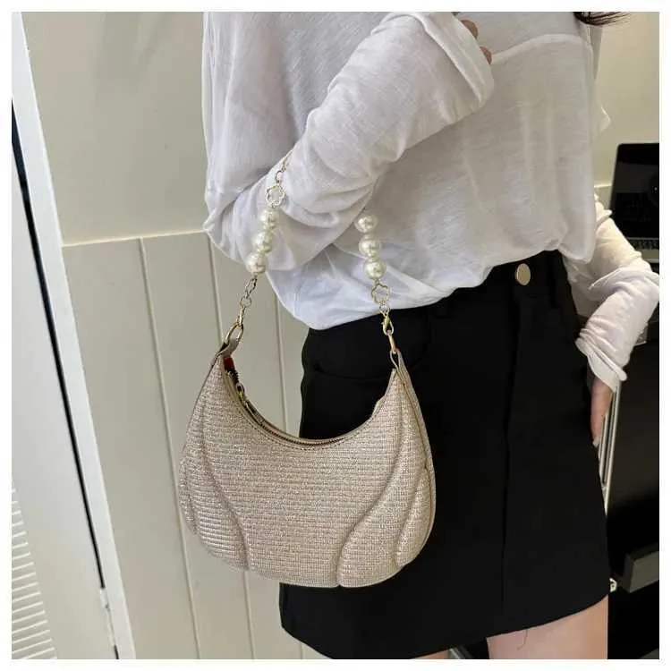 Sac à bandoulière simple en cuir PU pour femme avec chaîne en perles pailletées de couleur unie Ba241214_voghion.com