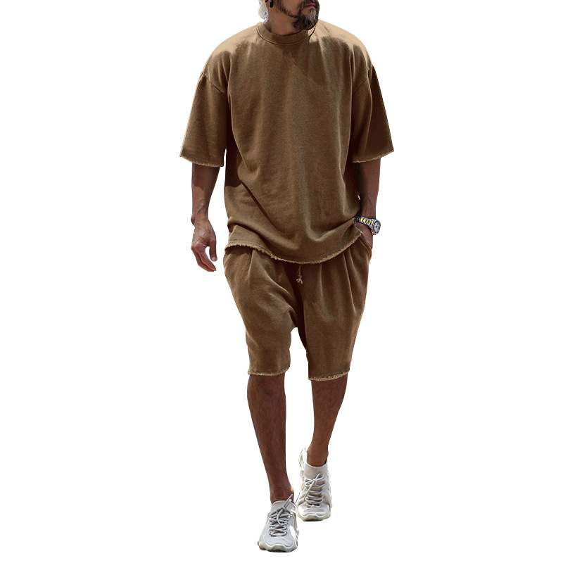 Unschlagbare Qualität 2024 Sommer Große Edition Sport-Set Lässige Lose Kurzarm-T-Shirt-Shorts Trendy Herrenbekleidung_voghion.com