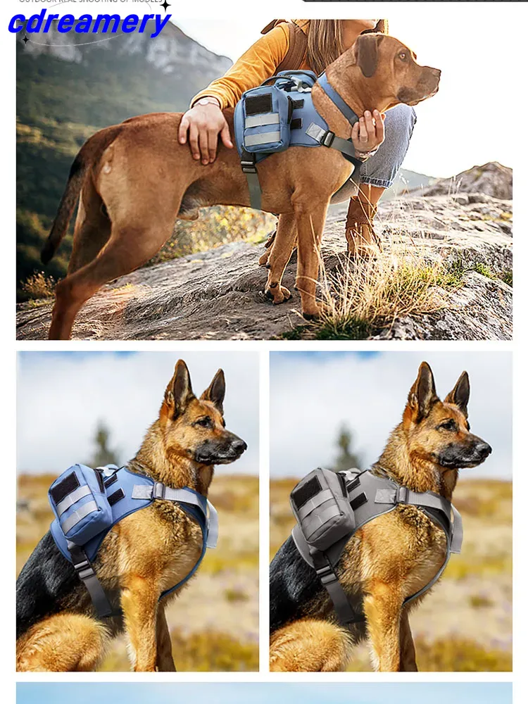 Tactical Dog Harness Military Large Dog Harness And Leash Set Adjustable Harness Oxford Cloth Training Walking Dogs Accessories_voghion.com
