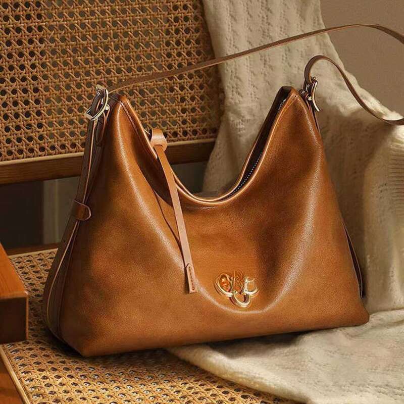 Fréijoer / Summer Schëller Armpit Tote, High-End, Geméis Tanned Lieder_voghion.com