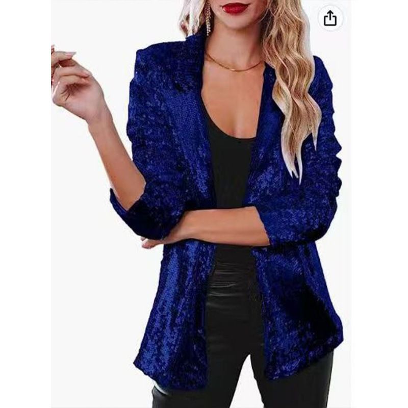 Abbigliamento da donna nuovo stile pendolare cardigan bavero manica lunga paillettes casual abito_voghion.com