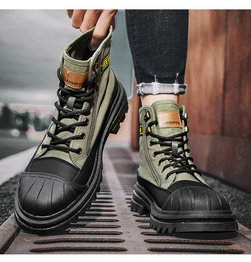 Martin High Top Herbst neue dicke Unterseite Canvas lässige Sportstiefel Herren Arbeitskleidung All Match Motorrad kurze_voghion.com