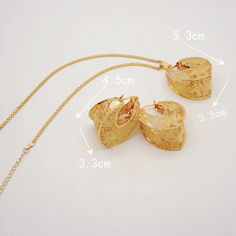 Wedding Jewelry Sets Fashion Dubai Copper Earrings Pendent Necklace For Women Romantic Daily Wear Party Anniversary_voghion.com