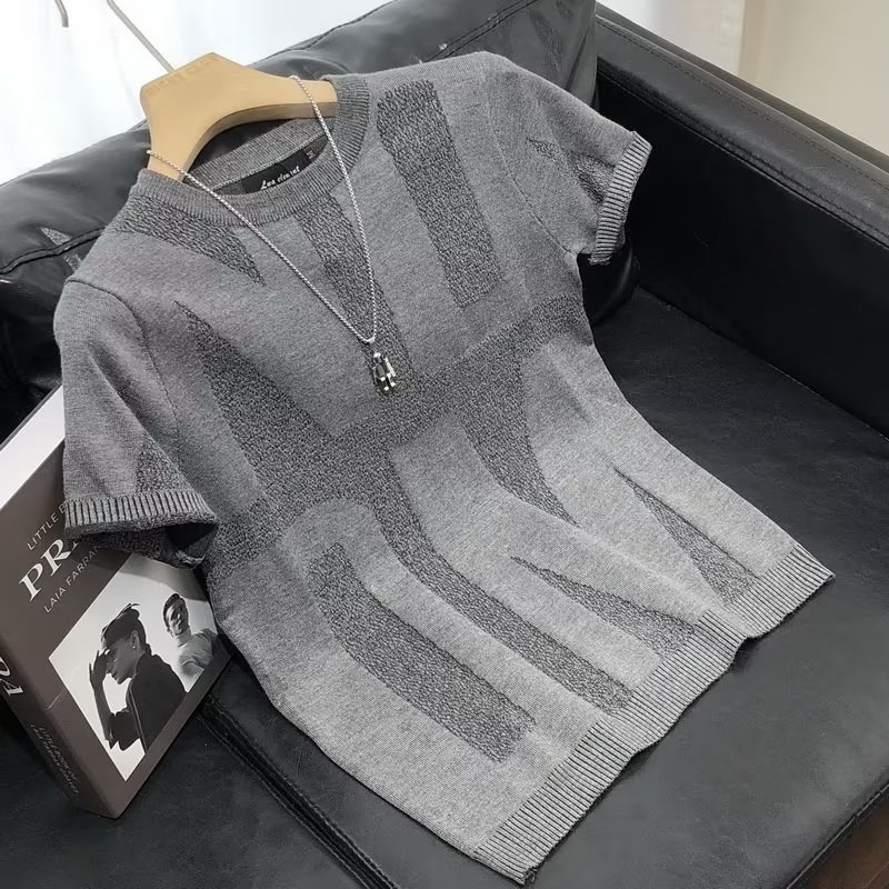 American Style New Summer Fashionable Brand Short-sleeved Sweater Men's Korean Style Slim-fit Handsome All-match ins Half-sleeved T-shirt Top