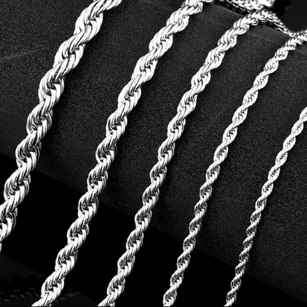 Rope Chain Necklace Titanium Twisted Stainless Steel Jewellery_voghion.com