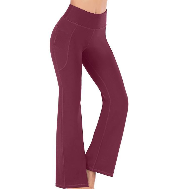 Kadın Yüksek Bel Geniş Paça Pantolon Modası ve Popüler Yoga Geniş Paça Pantolonu_voghion.com