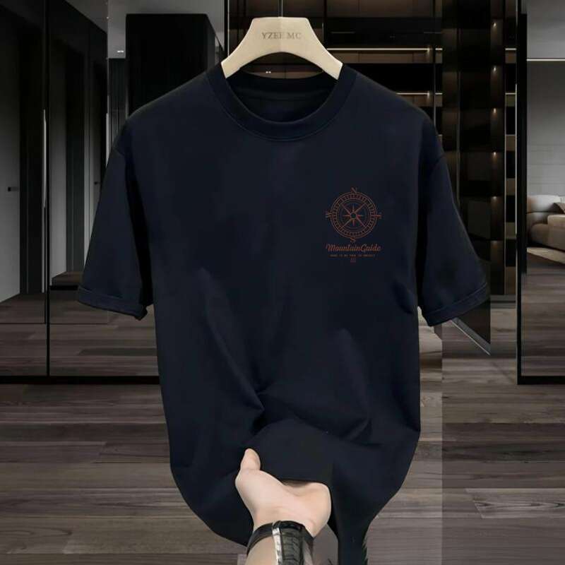 Herrenbekleidung 2025 High-End- und Nischen-Rundhalsausschnitt Leichtes Luxus-Kurzarm-T-Shirt für Herren aus reiner Baumwolle mit Modelabel-Aufdruck für Jugendliche_voghion.com