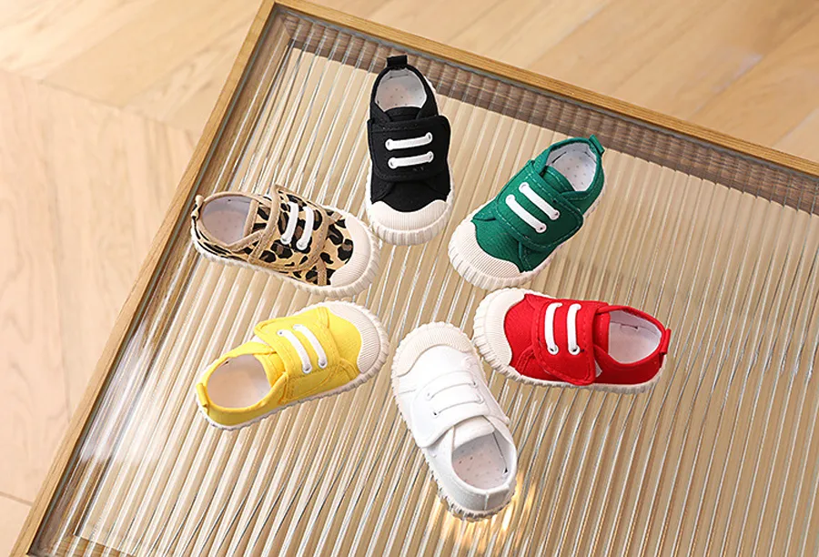 Childrens Canvas Sneakers Leopard Print Classic Casual Shoes_voghion.com