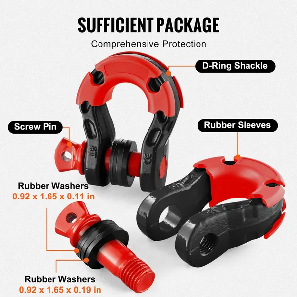 2 Pack 19mm D-Ring Shackle With 22.2mm Screw Pin 30 Ton Break Strength_voghion.com
