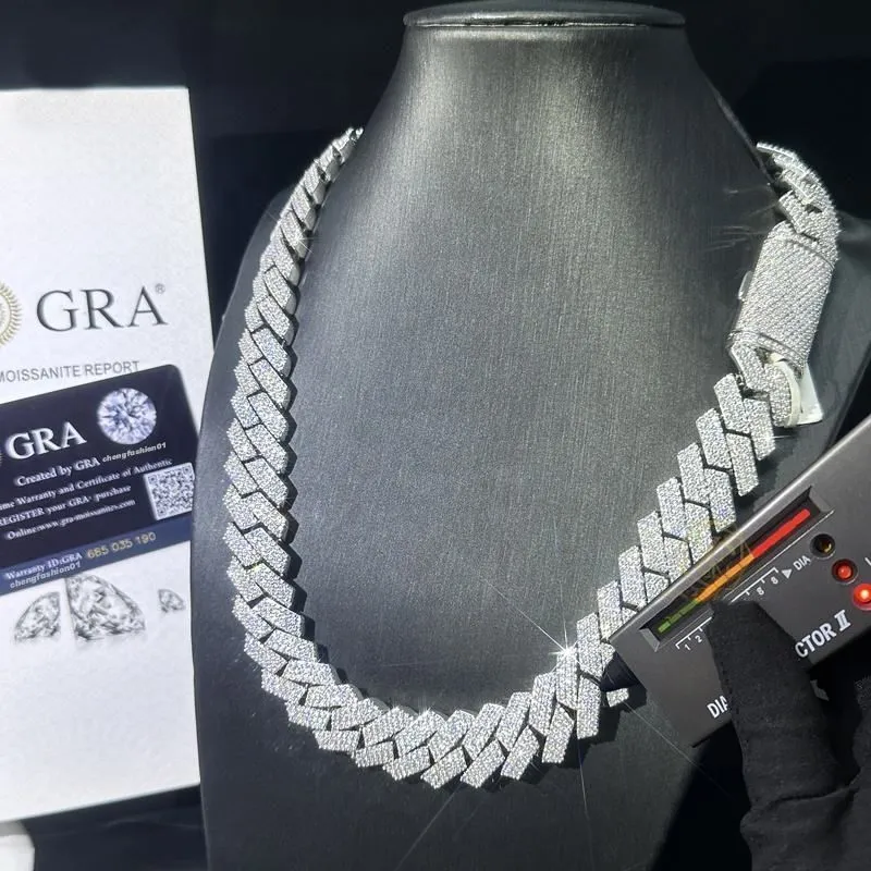 Miami Cuban Link Chain Necklace Designer for Men 3 Row Bling Moissanite Diamond 20MM Wide Choker Iced Out Chains_voghion.com