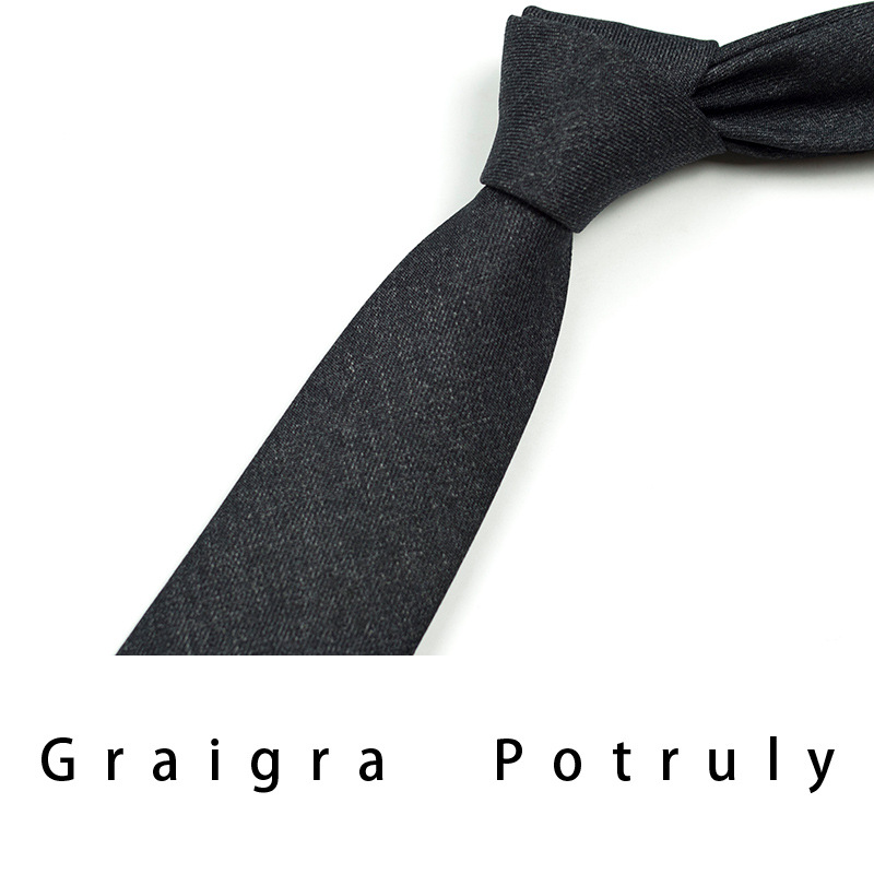 Small Men's Solid Color Coffee Gray 8cm Business Tie With Zipper_voghion.com
