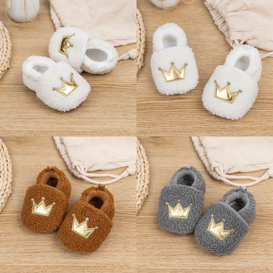 Fashion Design Crown Winter Agnello Piumino Neonato Bambina Bambino Bambini Scarpe per Bambini Calde e Antiscivolo Primo Camminatore_voghion.com