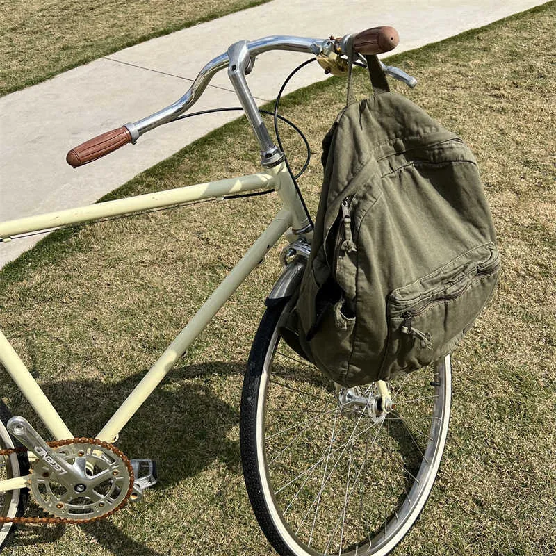 Vintage platneni ruksak za žene s patentnim zatvaračem, ležeran, srednjeg kapaciteta, u preppy stilu, ženski, Ba241031_voghion.com