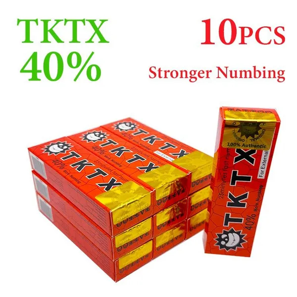 Crema tópica para tatuajes, 10 unidades, color rojo TK40 % Crema más anestésica para piercings/depilación, maquillaje permanente para cejas, alivio instantáneo del dolor y la hinchazón TK_voghion.com