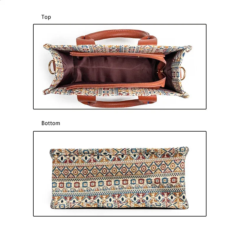 Damen Spot Cross-Border Tote Canvas Umhängetasche Bohemian Aztec Geldbörsen und Handtaschen Damen Geldbörse 240824_voghion.com