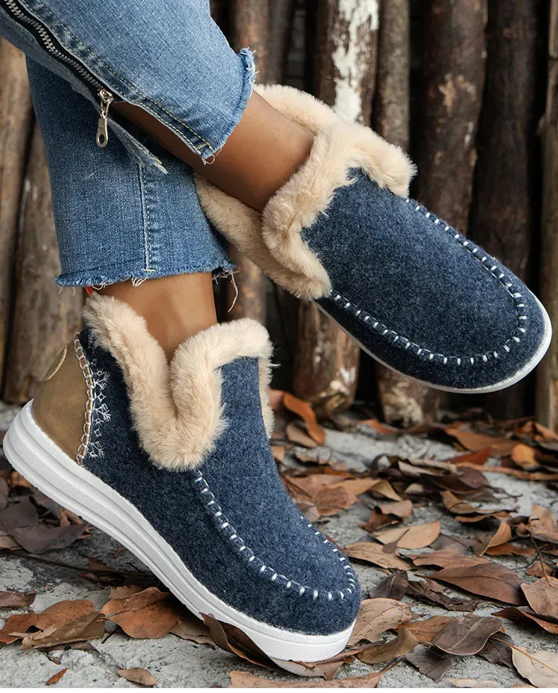 Fodrade ankelboots för damer varma vinterkängor för snö_voghion.com