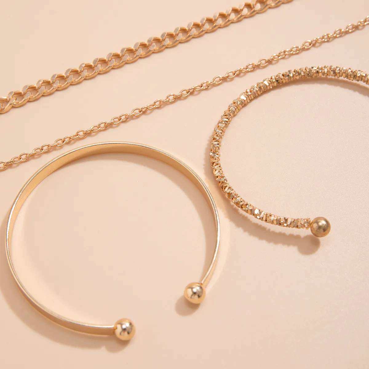 Charm Bracelet Set Bohemian Gold Tone Open Cuff Bangle Jewellery_voghion.com
