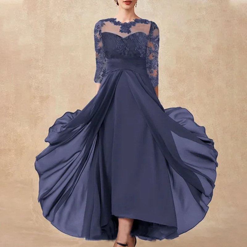 Women's Clothing Dress Chiffon Splicing Lace Hollow Long Skirt Bridesmaid Evening Dress Women's Clothing_voghion.com