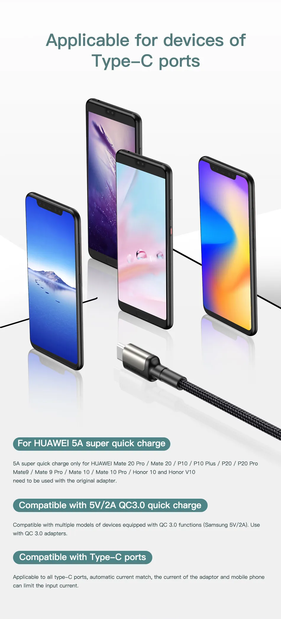 KUULAA 5A USB Type C For Samsung Xiaomi Mi Redmi Fast Charging USB-C Cable Mobile Phone Charger USBC Type-C Data Wire_voghion.com