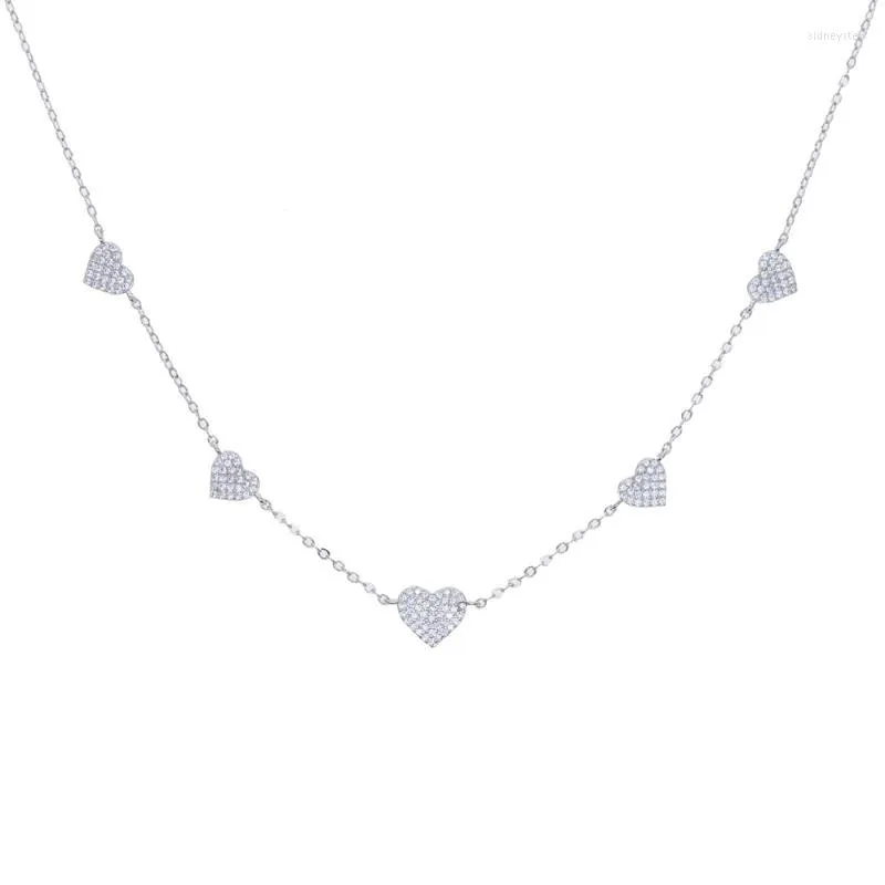 Chains Gold Sier Color Minimal Delicate Heart Pendant Necklace Bling Cz Station Charm Choker Mother's Day Gift Jewelry_voghion.com